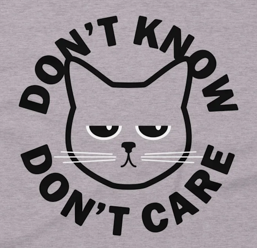 (image for) Don't Know Don't Care Cat T-Shirt