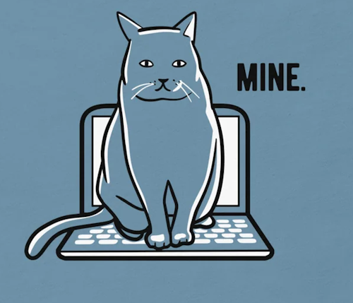 (image for) MINE! Cat on Computer T-Shirt