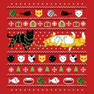 (image for) Ugly Christmas Sweater Cat T-Shirt