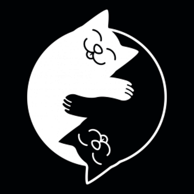 (image for) Yin/Yang Black & White Cats T-Shirt